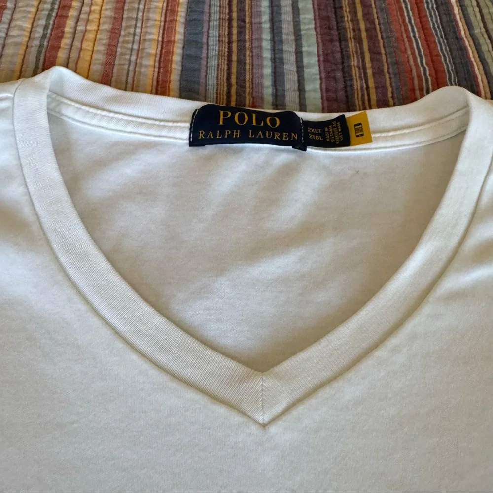 White Polo by Ralph Lauren Men's V-neck Short Sleeve T-shirt 2XLT NEW! - Picture 4 of 12